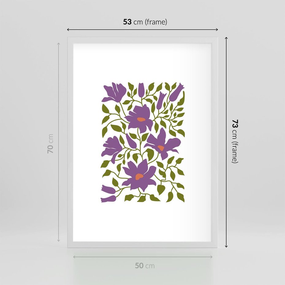 Plakat w ramie 50x70 - Rozmyte Granice - kwiaty, kompozycja - rama biała