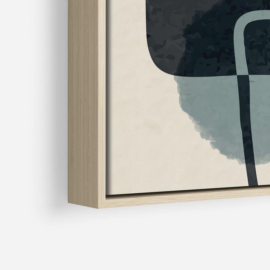 Obraz w ramie 50x50 - Migotliwe Refleksje - abstrakcyjne nieregularne kształty, minimalistyczny plakat - rama drewno