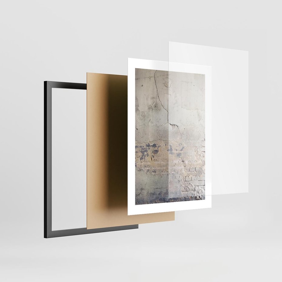 Plakat w ramie 30x40 - Surowość ściany z betonu - ściana, beton - rama czarna