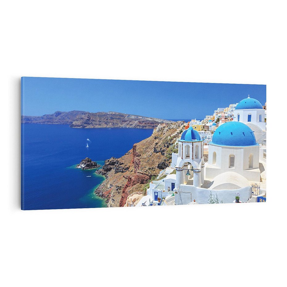Obraz na płótnie 140x70 - Santorini i Morze Błękitów - Grecja, Santorini