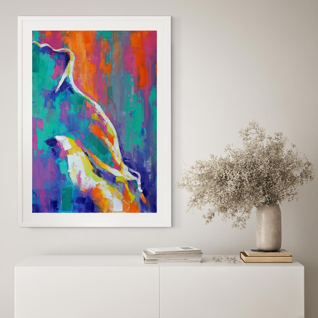 Plakat bez ramy 50x70 - Olejne Wibrujące Emocje - abstrakcyjny obraz, różne kolorowe maźnięcia pędzla