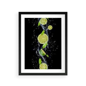 Plakat w ramie 30x40 - Świeżość Cytrusów - limonki, cytryny - rama czarna