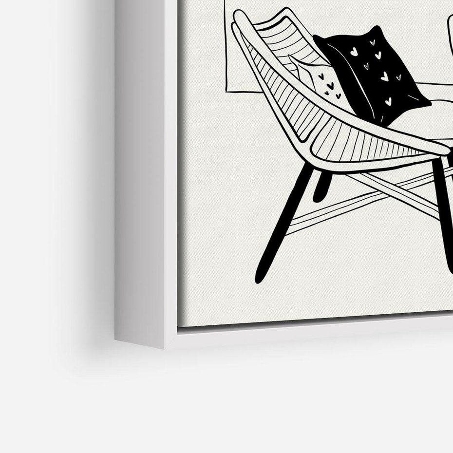 Obraz w ramie 50x50 - Boho Elegancja - boho wnętrze, salon - rama biała