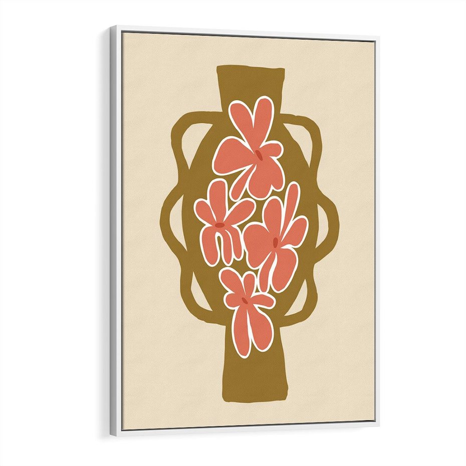 Obraz w ramie 80x120 - Rozbijające Formy - abstrakcyjny plakat, kwiaty na wazonie - rama biała