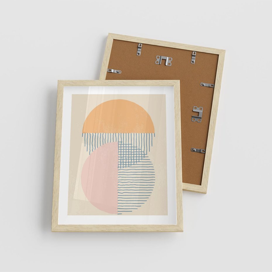 Plakat w ramie 40x50 - Migotliwe Wzory - geometryczne kształty, koła - rama drewno