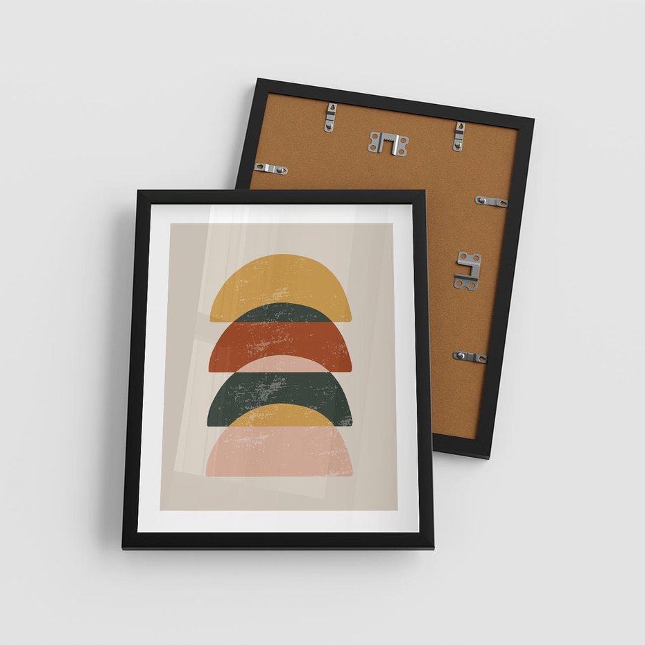 Plakat w ramie 40x50 - Energetyczne Wzory - nowoczesny plakat, abstrakcyjne kształty - rama czarna