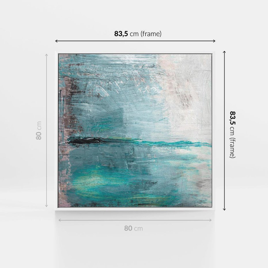 Obraz w ramie 80x80 - Odbicie utraconych barw - abstrakcja, niepokój - rama biała