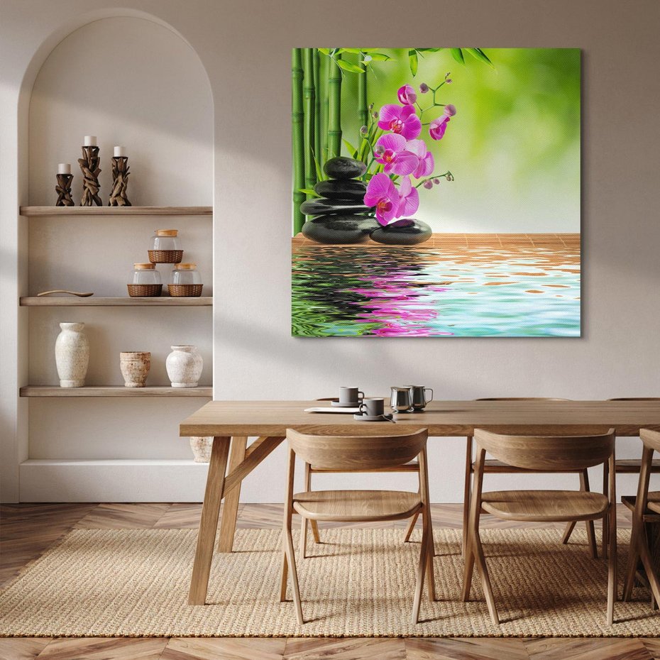 Obraz na płótnie 60x60 - Oaza Storczyka i Wody - spa, storczyk