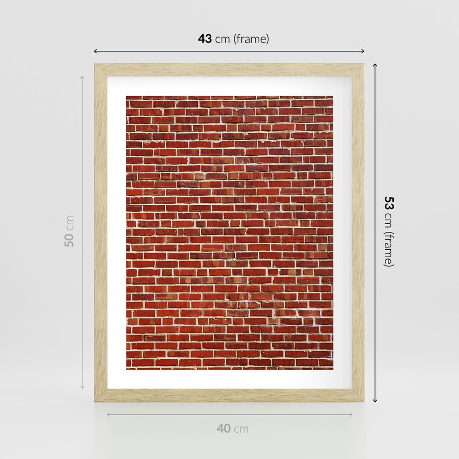 Plakat w ramie 40x50 - Mur z Cegieł - cegły, mur - rama drewno
