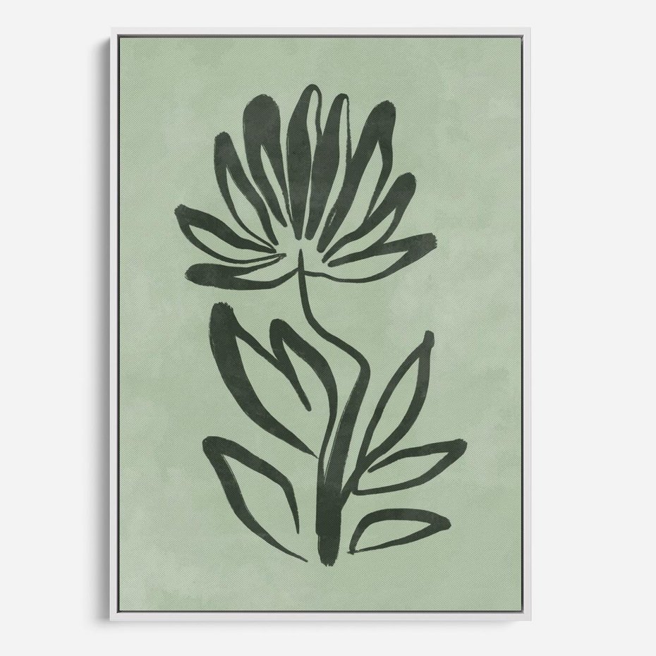 Obraz w ramie 50x70 - Zieleń Wyjątkowego Ukojenia - zielona abstrakcja, zgaszona zieleń - rama biała