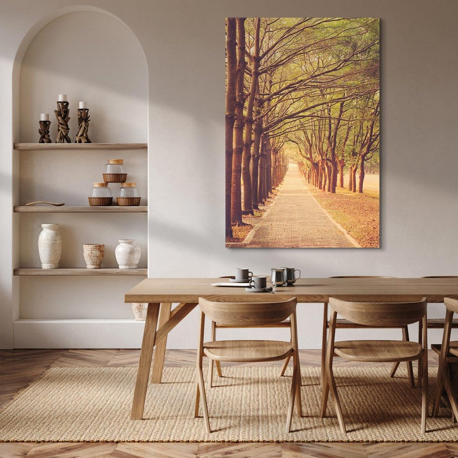 Obraz na płótnie 50x70 - Wędrówka między drzewami - droga, drzewa
