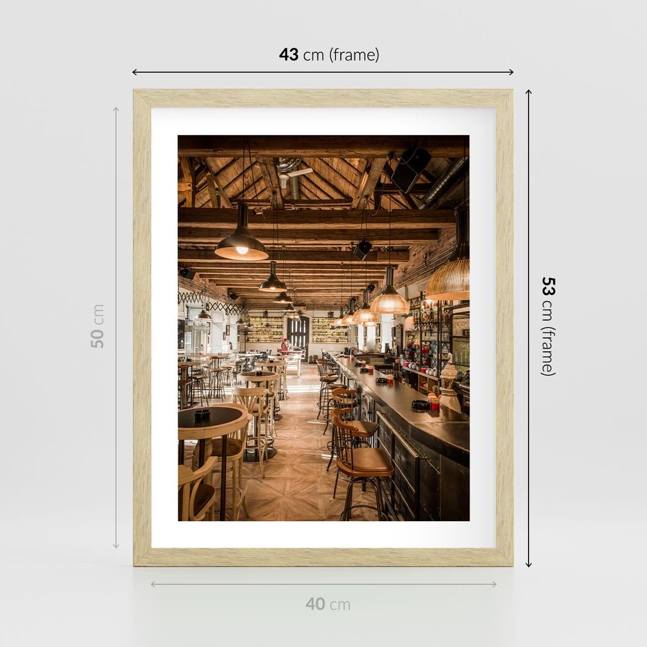 Plakat w ramie 40x50 - Smak i styl - restauracja, architektura - rama drewno