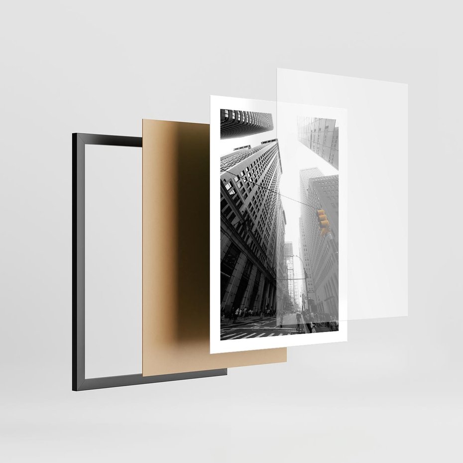 Plakat w ramie 50x70 - Miejskie Wieże - miasto, wieżowce - rama czarna