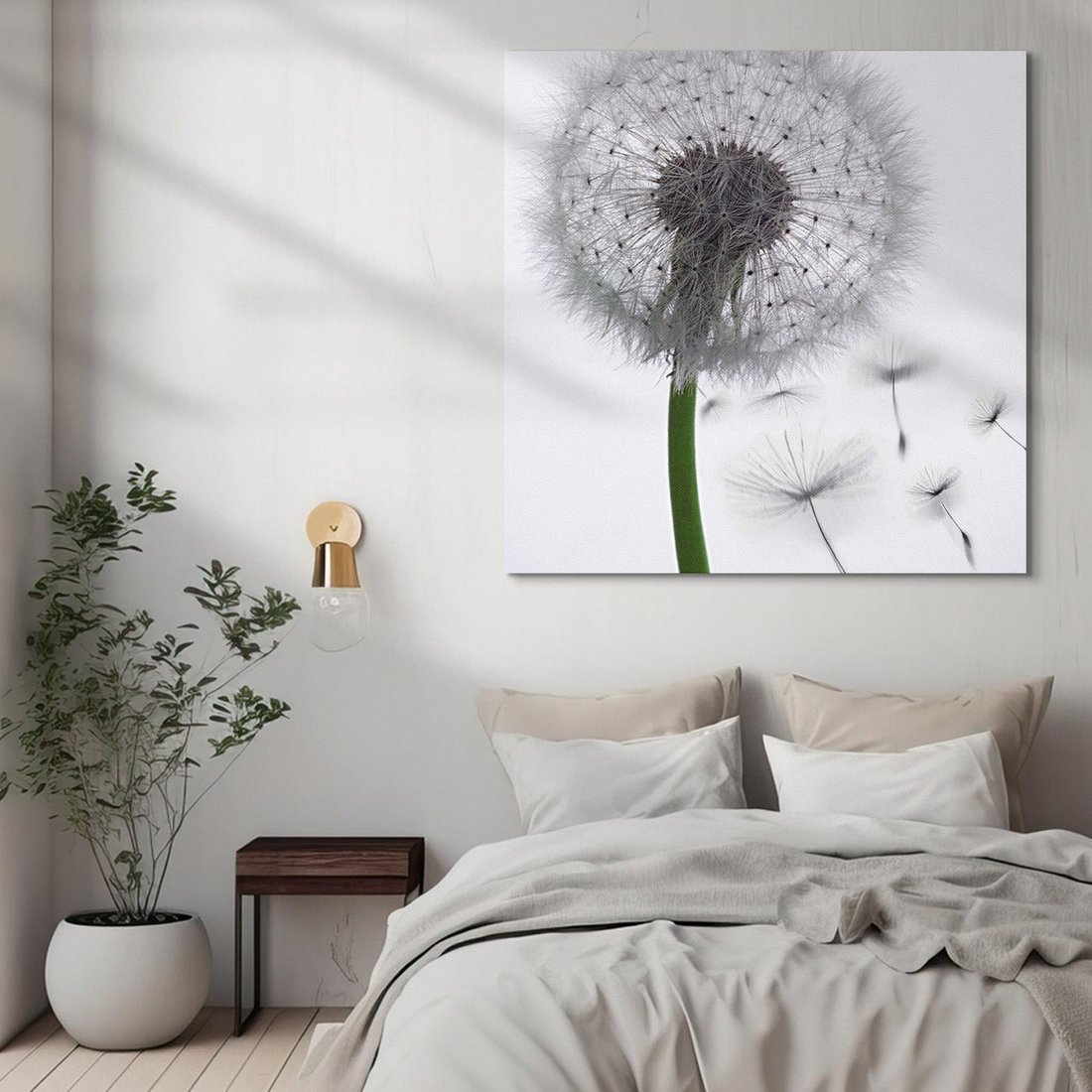 Obraz na płótnie 40x40 - Lekkość Przemijania - dmuchawiec, makro