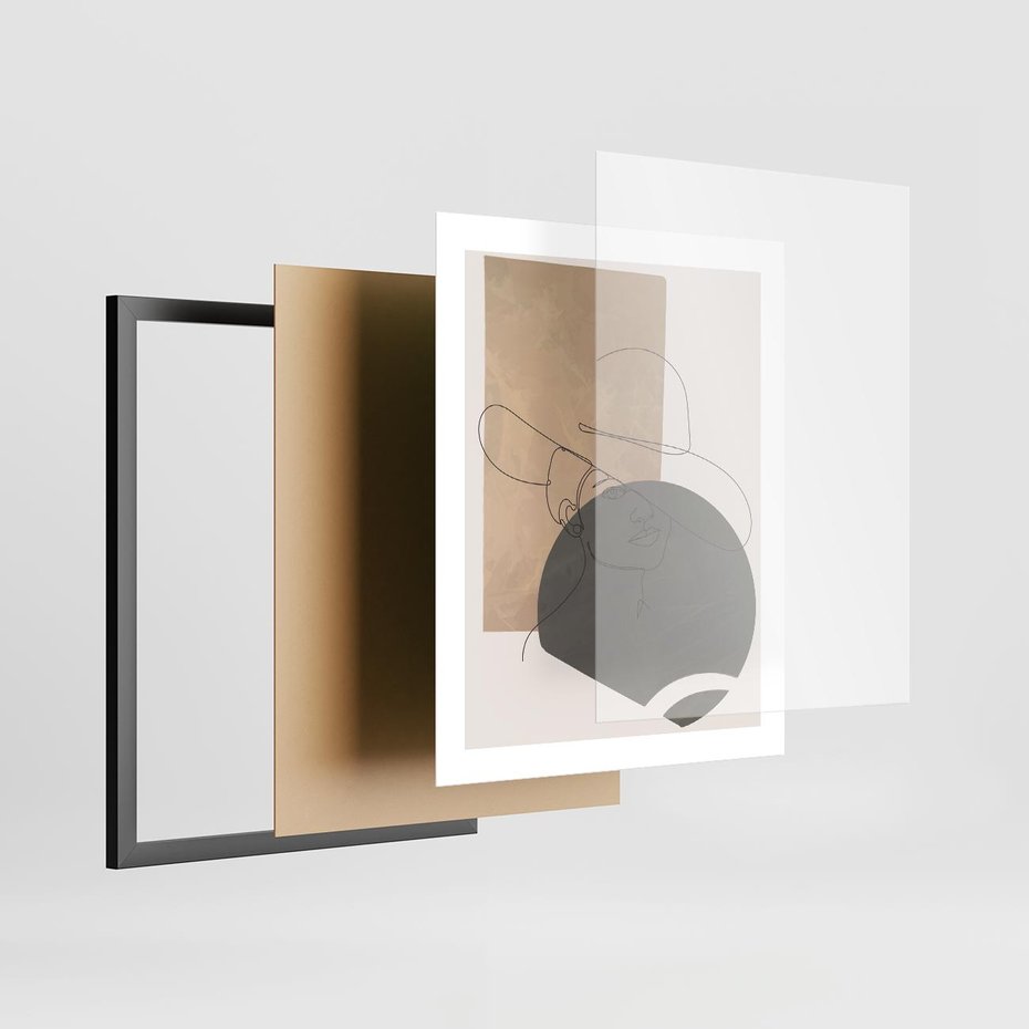 Plakat w ramie 40x50 - Geometryczna Elegancja: One Line - geometria, nowoczesna sztuka - rama czarna