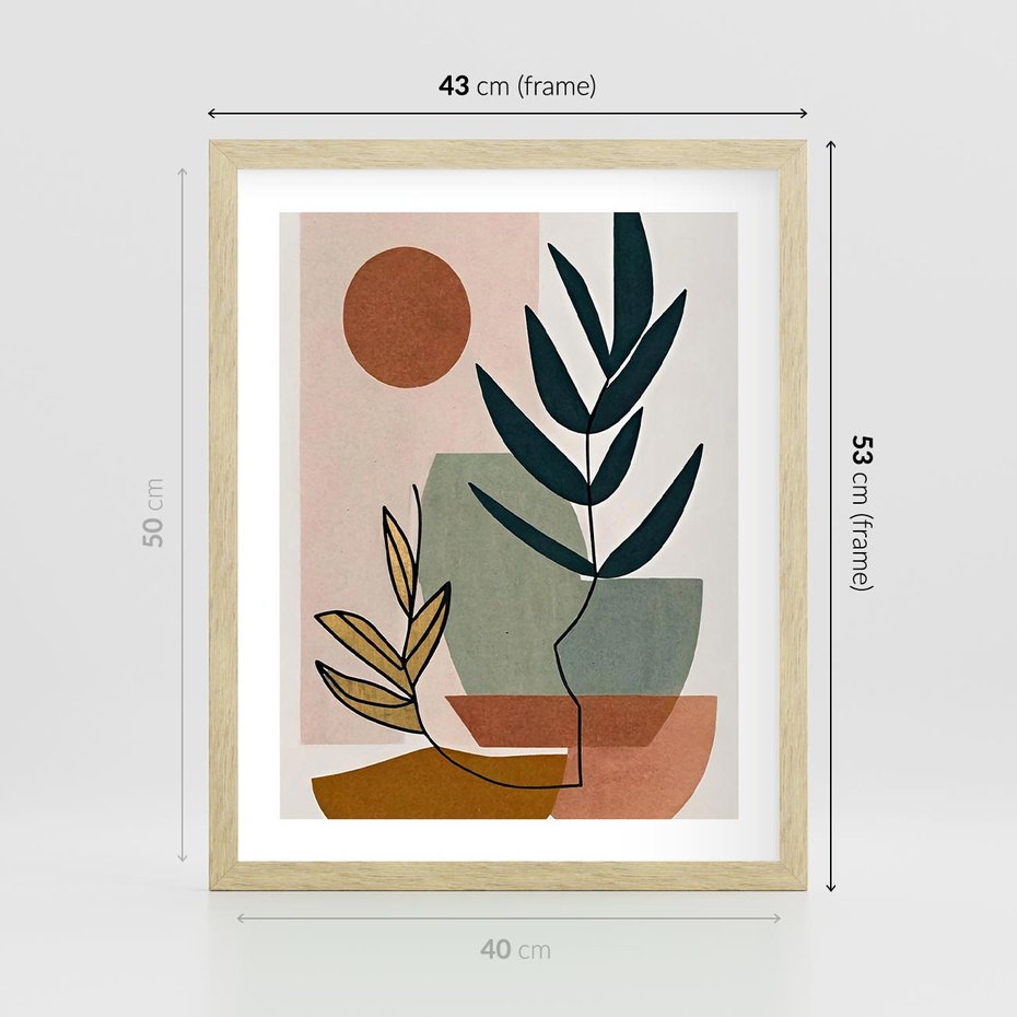 Plakat w ramie 40x50 - Rozkwitająca Boho Wyobraźnia - boho obraz, abstrakcja - rama drewno