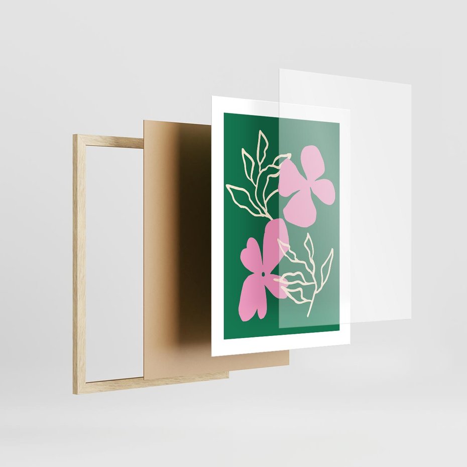 Plakat w ramie 30x40 - Wewnętrzne Fale - abstrakcyjny plakat, boho styl - rama drewno