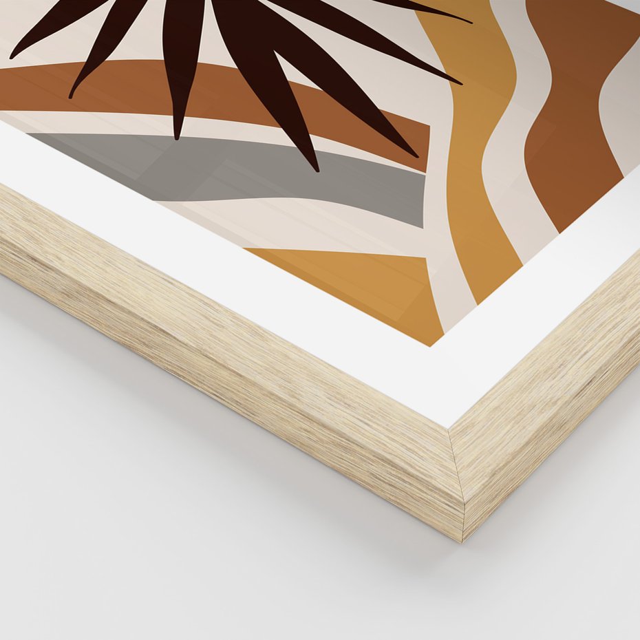 Zestaw obrazy w ramie 40x50 galeria - Liście, kwiaty, boho - rama drewno