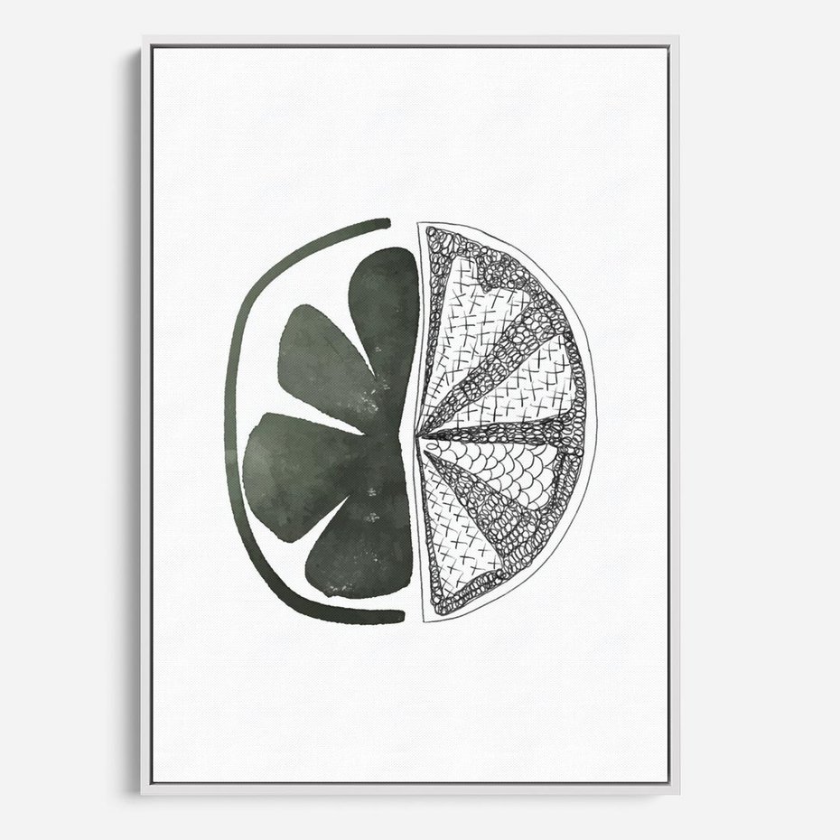 Obraz w ramie 70x100 - Cytrynowe Echo - minimalistyczny plakat, cytryna - rama biała