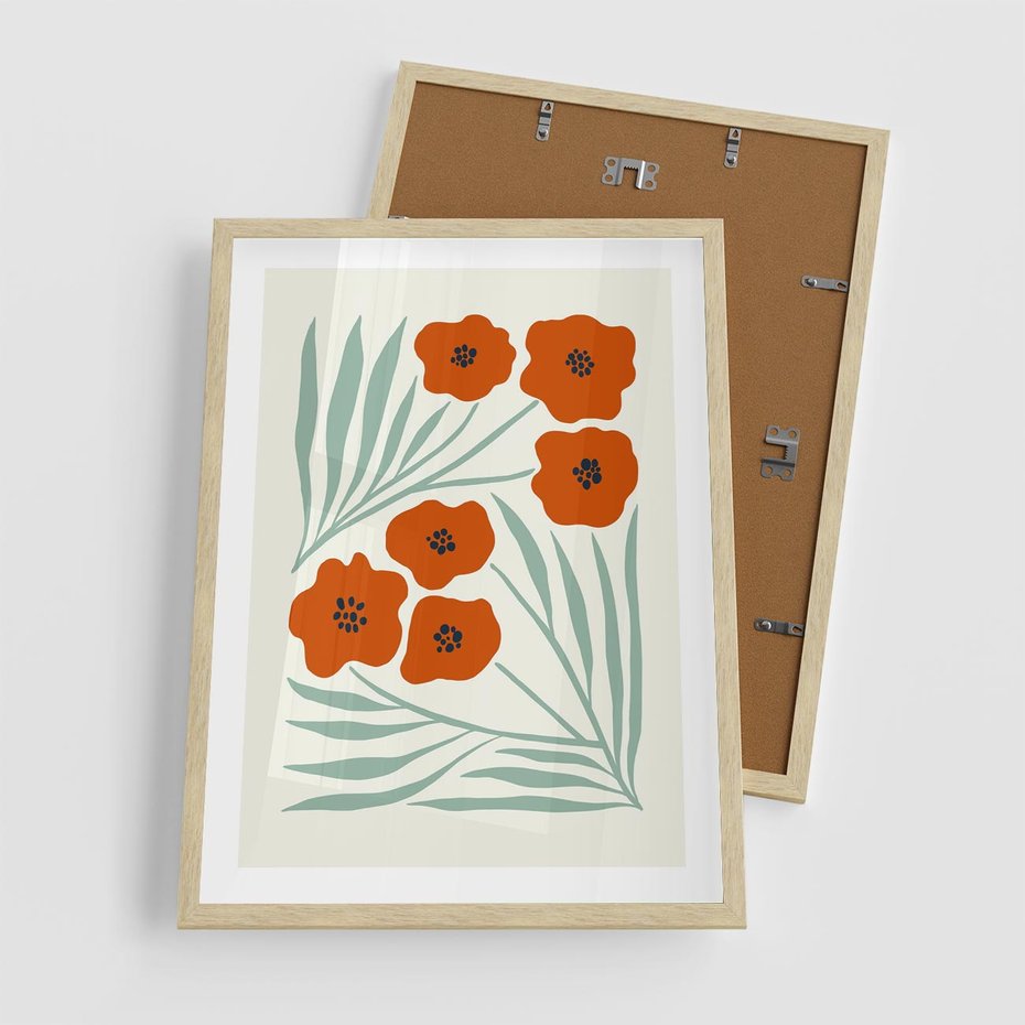 Plakat w ramie 50x70 - Makowe Odkrycie - czerwone kwiaty, maki - rama drewno