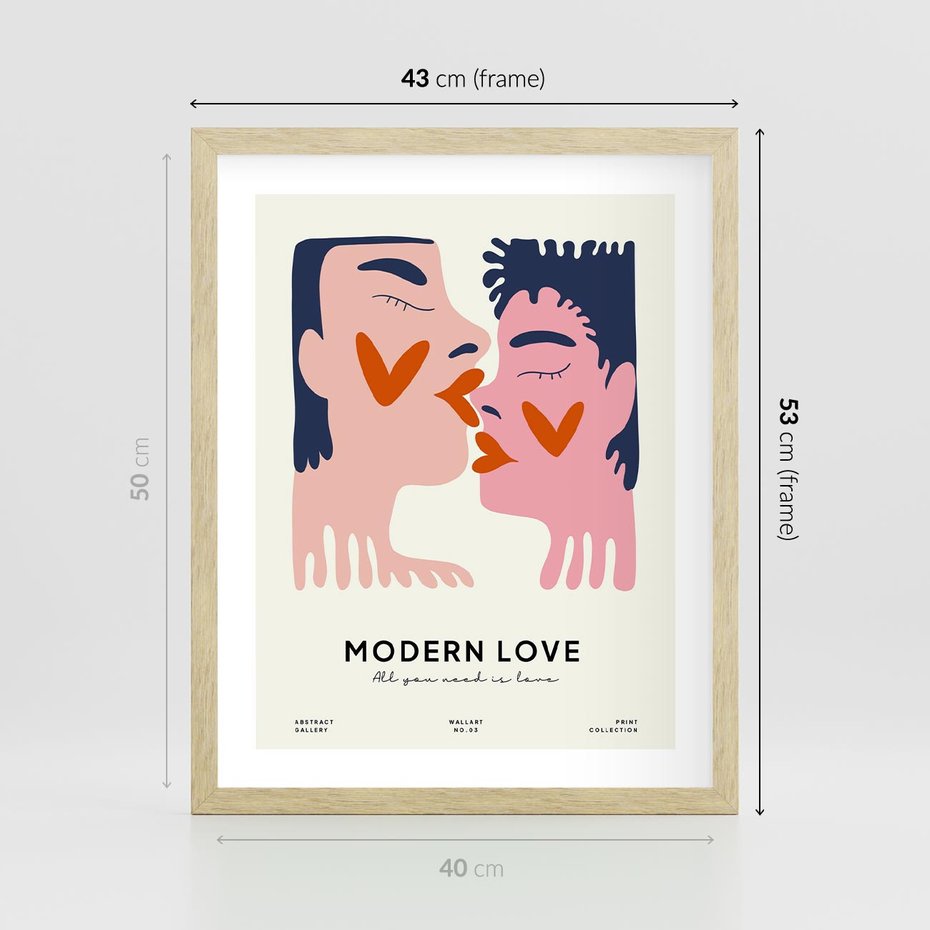 Plakat w ramie 40x50 - Miłość w Kompozycji - miłość, para zakochanych - rama drewno