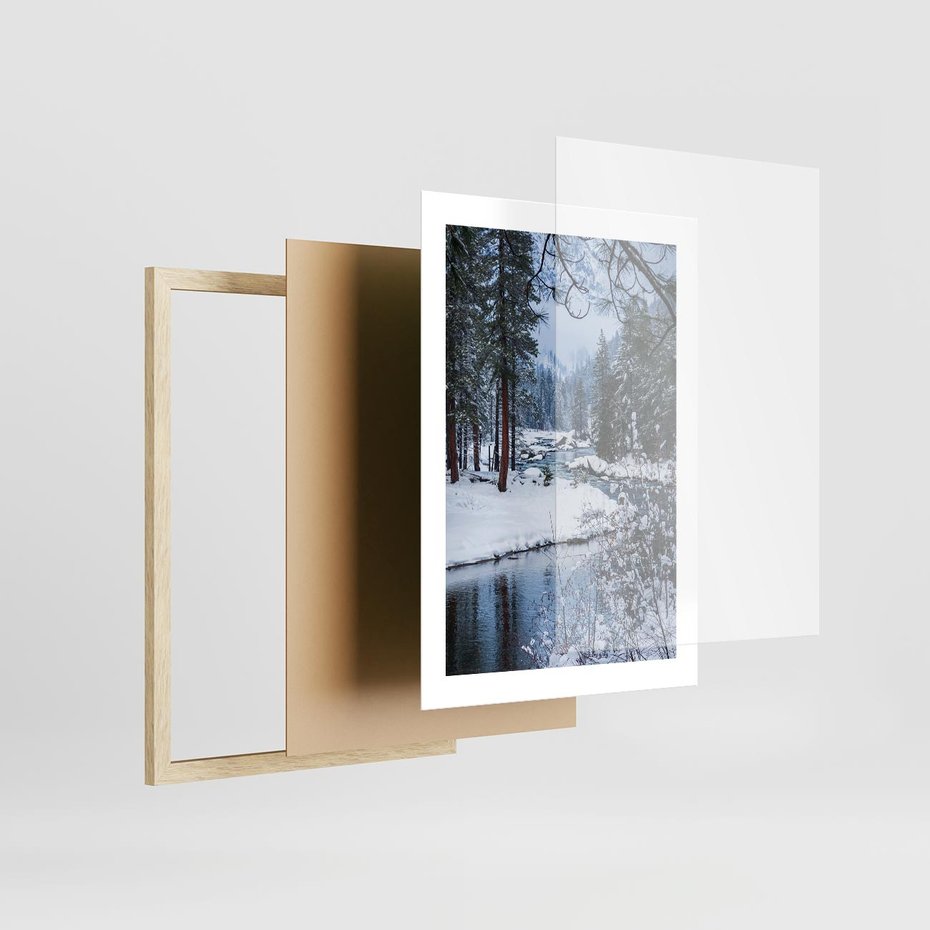 Plakat w ramie 30x40 - Śnieżne cuda - zima, las - rama drewno