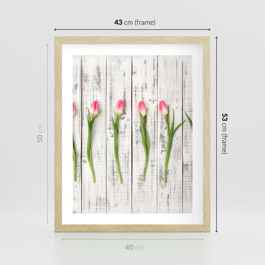 Plakat w ramie 40x50 - Kwintesencja Piękna - kwiaty, tulipany - rama drewno