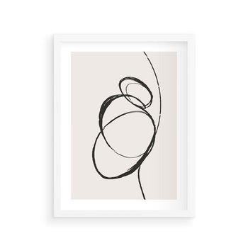 Plakat w ramie 50x70 - Modernistyczne Refleksje - abstrakcyjne szkicowane linie, minimalizm - rama biała