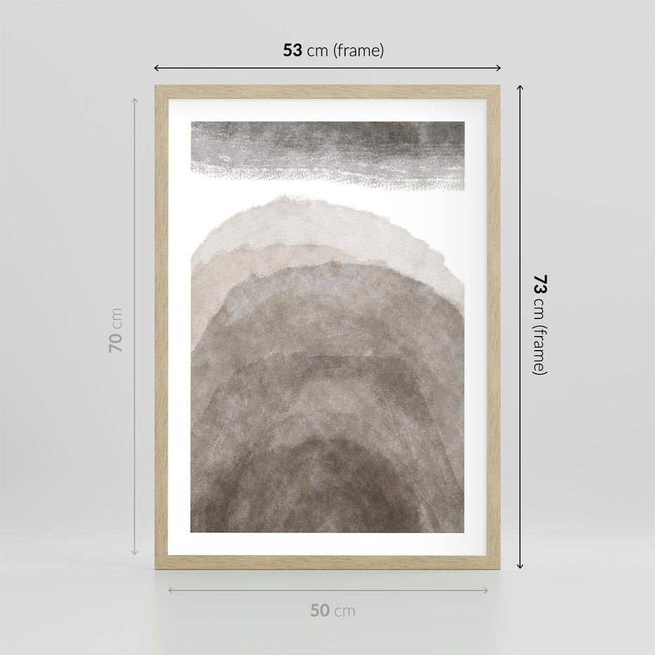 Plakat w ramie 50x70 - Przenikające Kształty - rozmyte cienie, abstrakcja - rama drewno