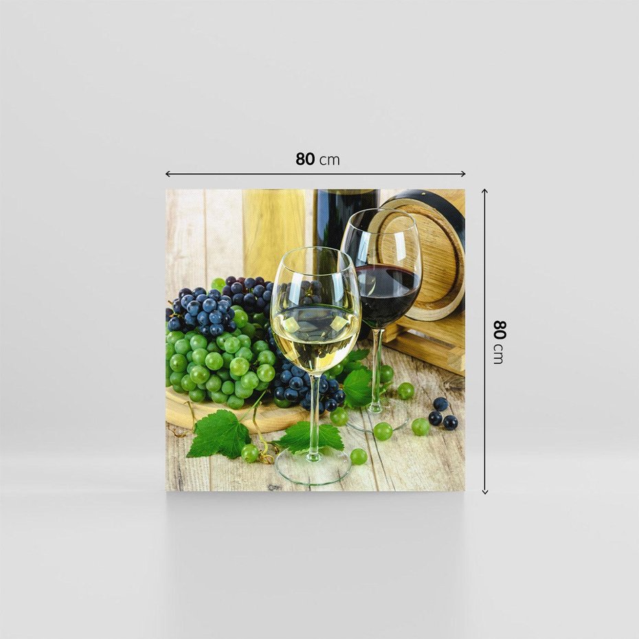 Obraz na płótnie 80x80 - Wino winogrona i kieliszki - wino, winogrona