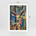 Plakat bez ramy 50x70 - Bezgraniczne Kontury Zaskoczenia - abstrakcyjny obraz olejny, jeleń