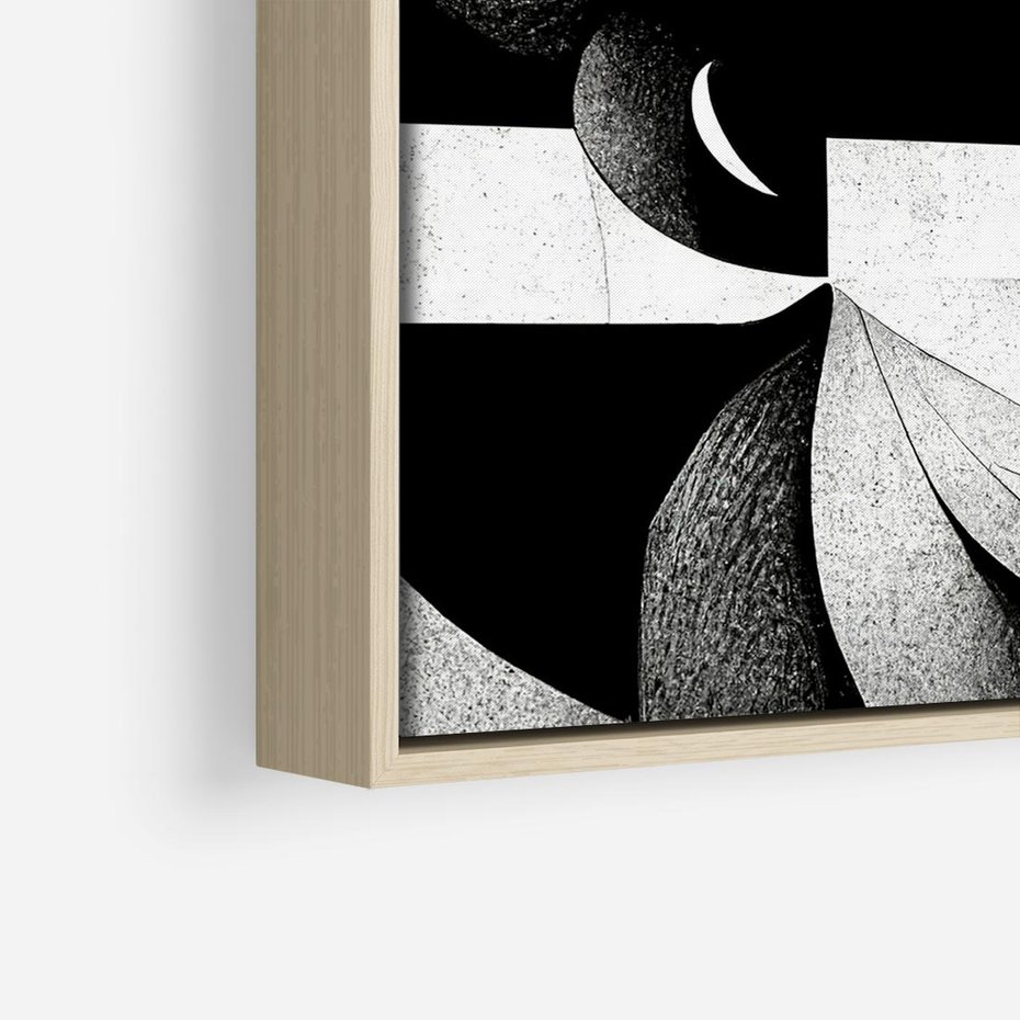 Obraz w ramie 50x50 - Harmonia świateł i cieni - abstrakcja czarno biała, geometria - rama drewno