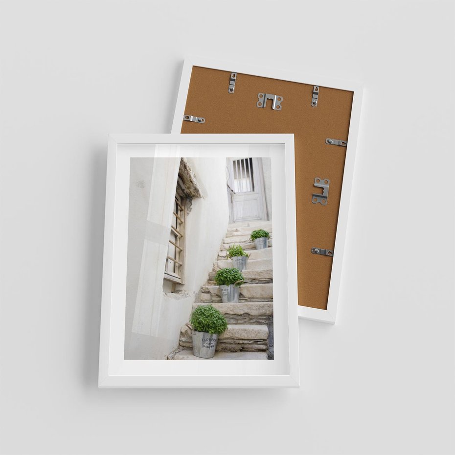 Plakat w ramie 30x40 - Wznoszące się Marzenia - schody, perspektywa - rama biała