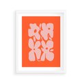 Plakat w ramie 40x50 - Taniec Abstrakcji - kwiaty, energetyczne pomarańczowe tłó - rama biała