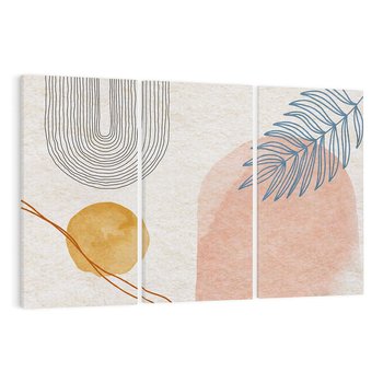 Obraz na płótnie 120x80 - Liście i Geometrie - nowoczesny, akwarelowe plamy