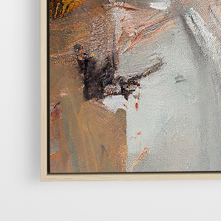 Obraz w ramie 50x70 - Taniec księżycowego pyłu - abstrakcja, tekstury farb - rama drewno