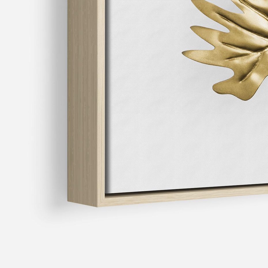 Obraz w ramie 50x50 - Ponadczasowy Urok - złote, liście - rama drewno