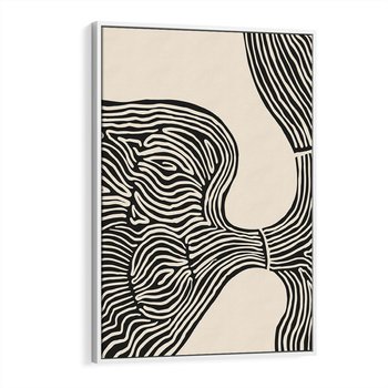 Obraz w ramie 70x100 - Harmonijne Kształty - abstrakcyjne ryciny, czarno biały - rama biała