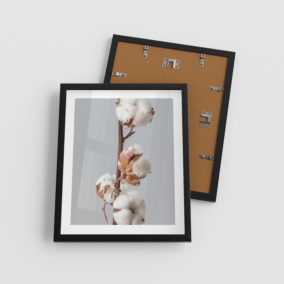 Plakat w ramie 40x50 - Bawełniana boho miękkość - bawełna, boho - rama czarna