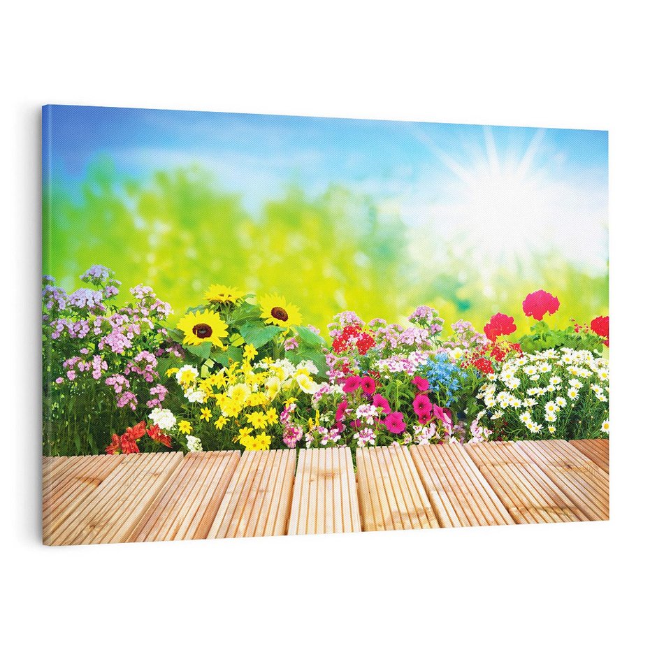 Obraz na płótnie 120x80 - Energiczny ogród - kwiaty, ogród