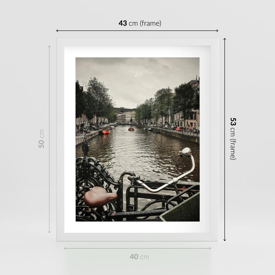 Plakat w ramie 40x50 - Miasto na Wodzie - holenderskie kanały, amsterdam - rama biała