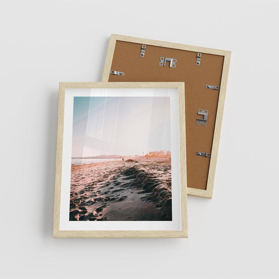 Plakat w ramie 40x50 - Błogie Chwile na Plaży - plaża, zachód słońca wakacje - rama drewno