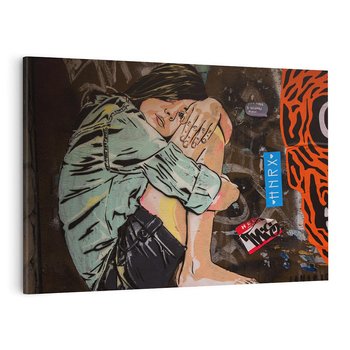 Obraz na płótnie 70x50 - Kobieta wśród graffiti - kobieta, graffiti