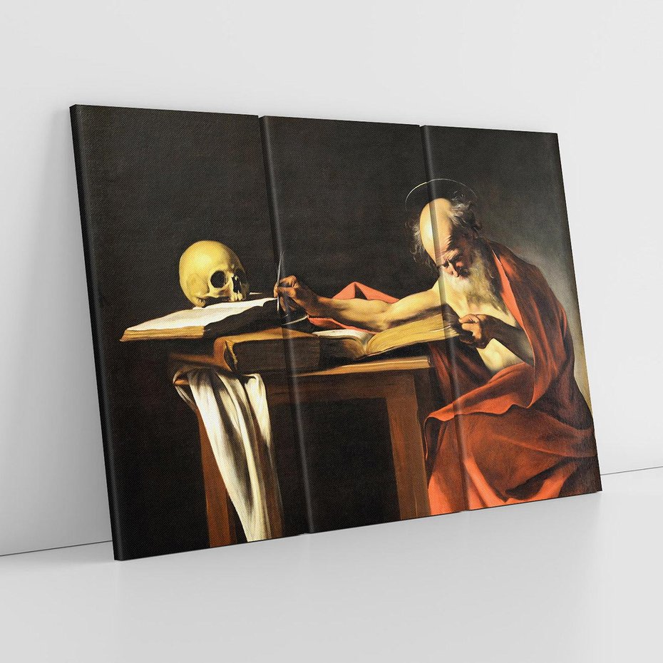 Obraz na płótnie 120x80 - "Św. Hieronim piszący" (1606), Caravaggio - Reprodukcja - reprodukcja, obraz na płótnie