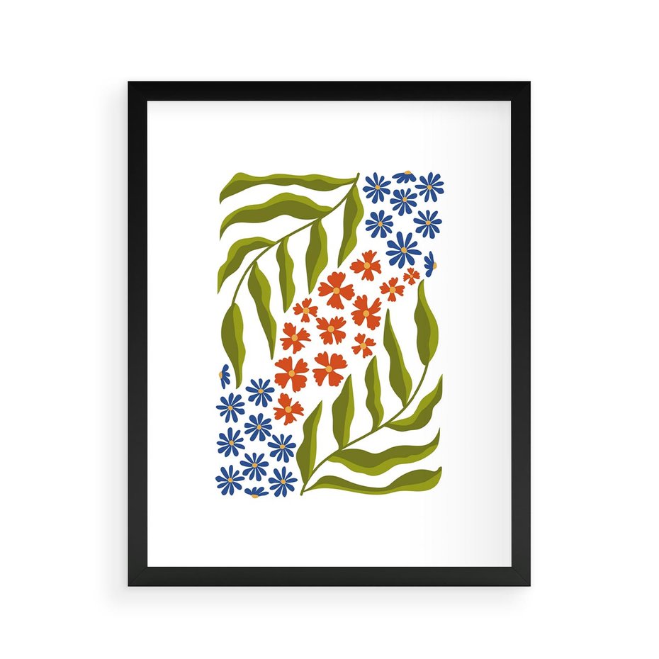 Plakat w ramie 40x50 - Splątane Granice - kwiaty, sztuka nowoczesna - rama czarna