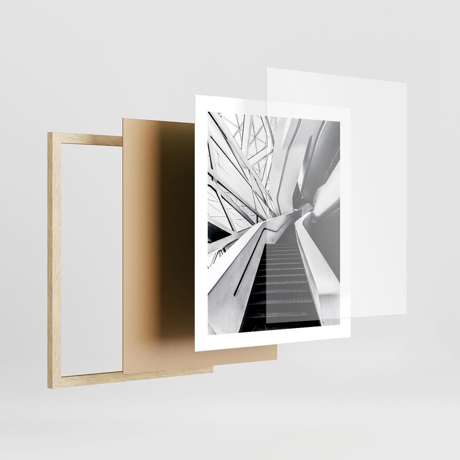 Plakat w ramie 40x50 - Współczesne Kształty - architektura, nowoczesne formy - rama drewno