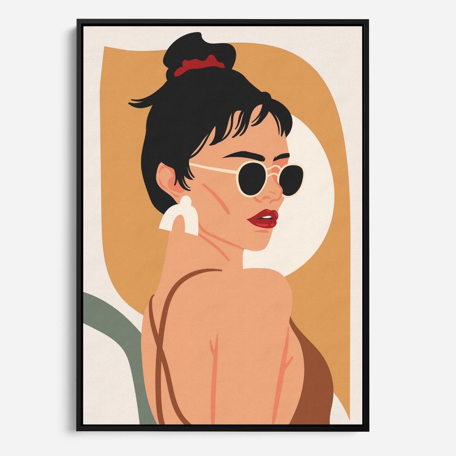 Obraz w ramie 50x70 - Kobieca Przenikliwość - nowoczesny plakat, styl retro - rama czarna