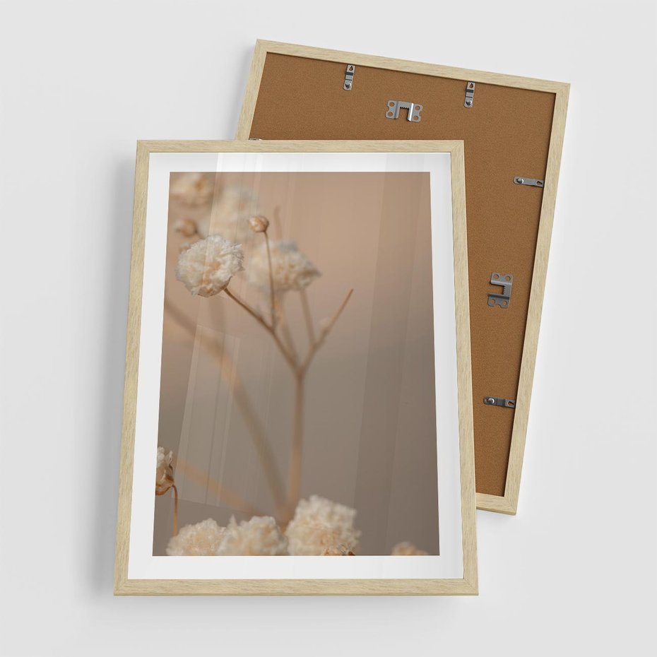Plakat w ramie 50x70 - Subtelna gipsówka - gipsówka, suche - rama drewno