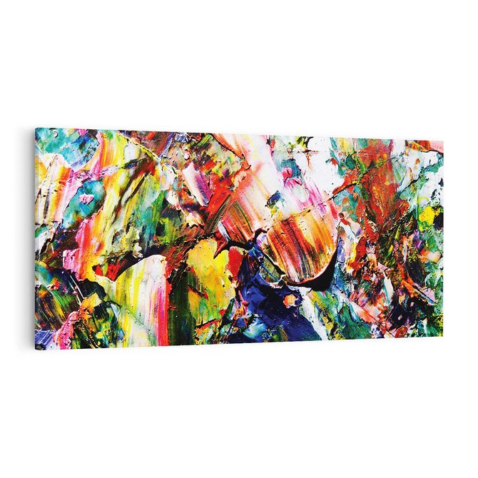 Obraz na płótnie 100x50 - Szalejące ognie kolorów - abstrakcja, farby olejne