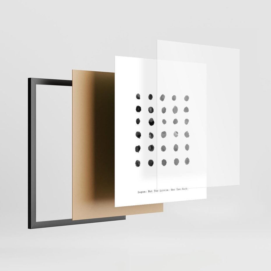 Plakat w ramie 40x50 - Boho Sztuka Wolości - minimalistyczny plakat, czarne kropki na białymtle - rama czarna